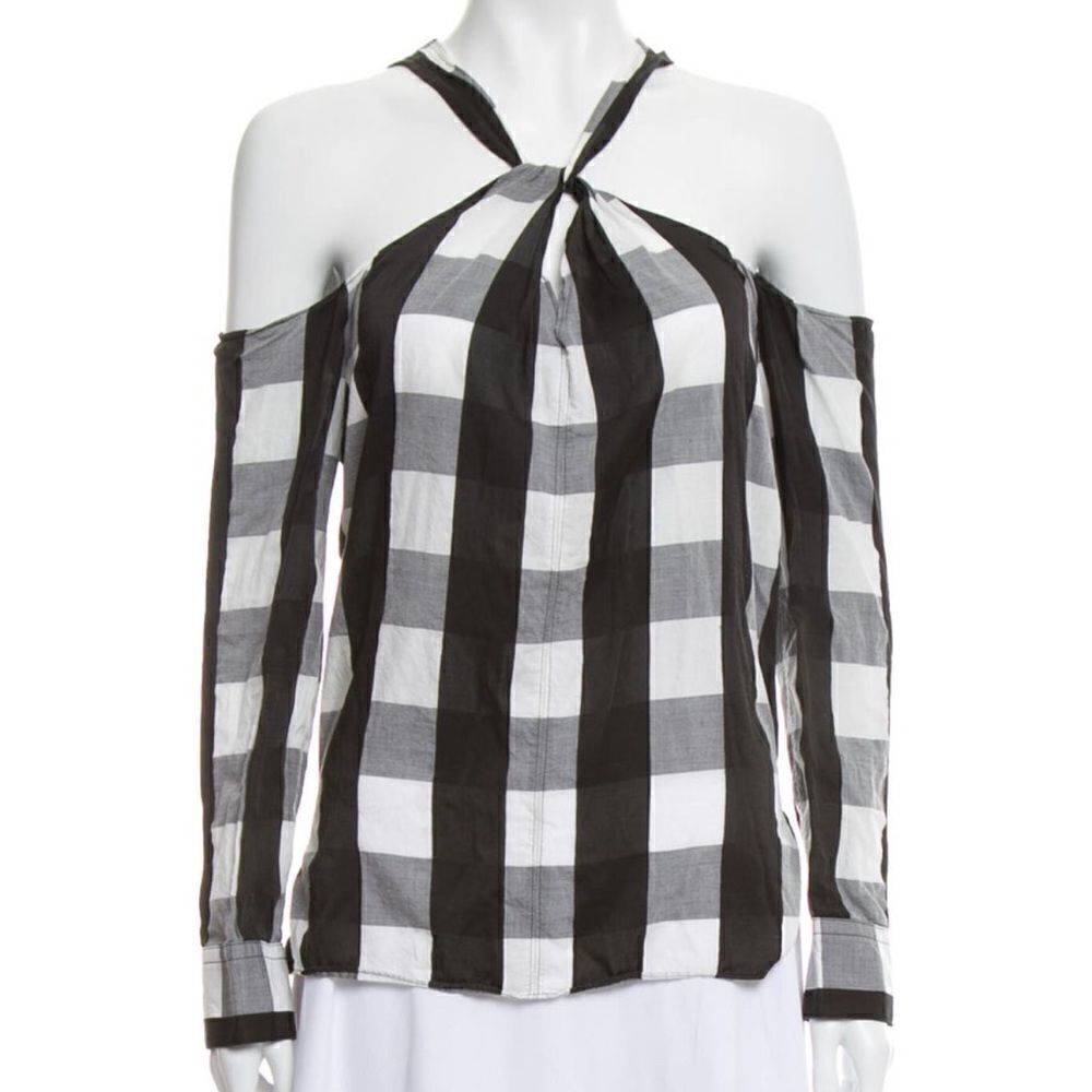 Rag & bone cold shoulder plaid blouse